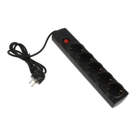Luazon Lighting network filter, 5 outlets, 1.5 m, 2200 watts, 3x0.75 mm2, 10 A, 220 V, CUSTER, Black-3