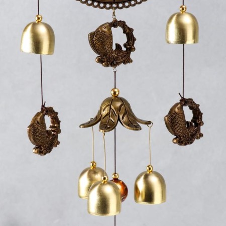 Wind music metal, plastic "Carp and necklace" 5 bells 64 cm-2