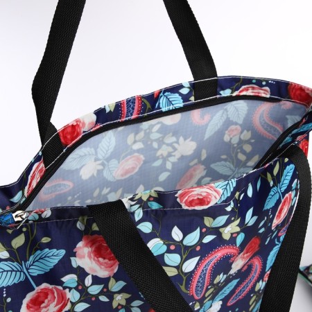 Household bag on a zipper, with a cosmetic bag, blue color-3