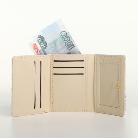 Women's wallet on the button, white color-4