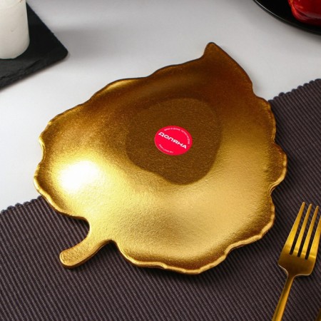 Fruit dish "Tropical leaf", 26 × 20.5 cm, gold color-2