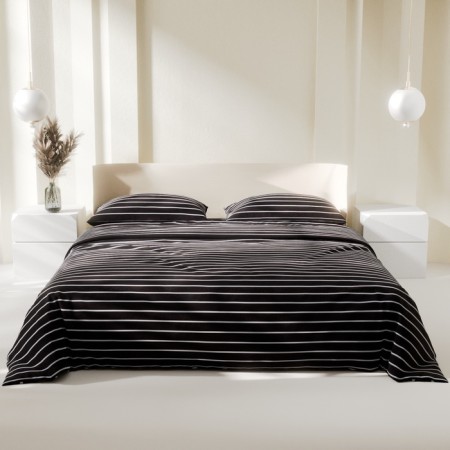 Bedding Ethel Duet Black Stripes 143x215 cm-2pcs, 220x240 cm, 70x70cm-2pcs, 100% cotton, trunks-2