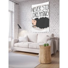 A decorative panel with photo printing “Hedgehog also dreams”, vertical, size 100x150 cm