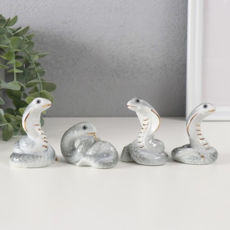 Souvenir Ceramics "Gray Cobra" with gold set of 8 pcs 4.5x4.4x6.6 cm-1