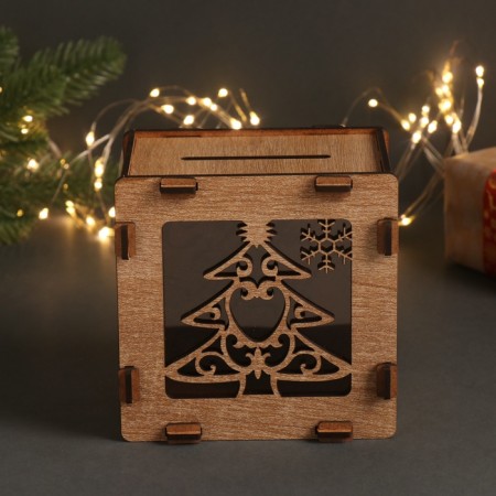 New Year's piggy bank "Christmas tree" 12x12x9 cm-1