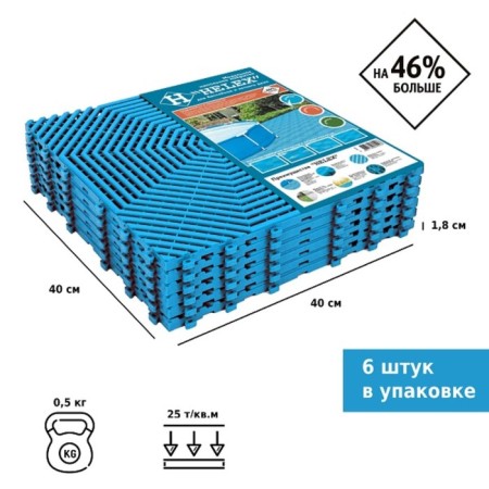 Modular coating, 40 × 40 × 1.8 cm, plastic, blue, set 6 pcs.-1