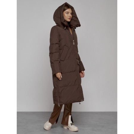 Coat insulated winter female, size 46, dark brown color-5