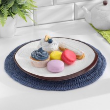 Serving napkins, D 35 cm, blue, jute