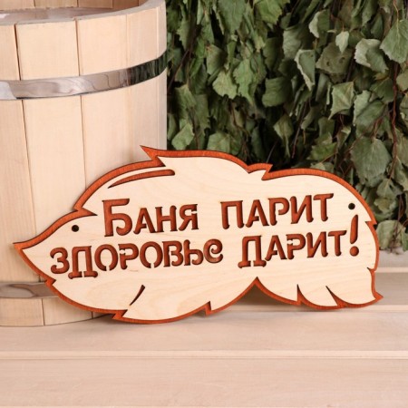 2-layer plate "Bath steam giving health", 30x16cm