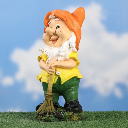 Garden figure "Dwarf with a broom" 30x14x14cm-1
