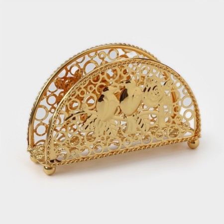 Decorative napkin "Birds", 15 × 4 × 8.5 cm, gold color-1