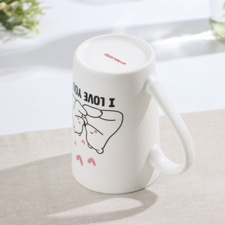 Porcelain share mug "Bear in love", 380 ml, white color-2