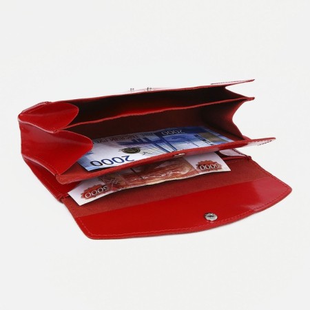 Women's wallet on the button, red color-2