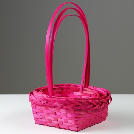 A set of wicker baskets, D19x9/32 cm, d22x9.5/34 cm, d25x10/36 cm, 3pcs, pink, bamboo-1