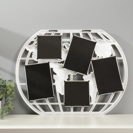 Photo frame plastic in 5 photos 10x10, 10x15 cm "Map" White 44x55 cm-2