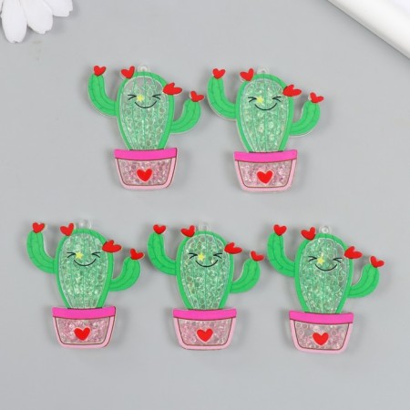 Shaker for the work of Acryl "Cactus in a pot with hearts" with beads 0.5x4.8x4.9 cm-2