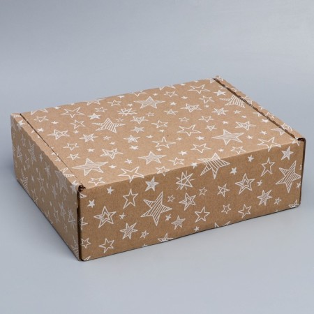 Box Gift team, packaging, “stars”, brown, 27 x 21 x 9 cm-1