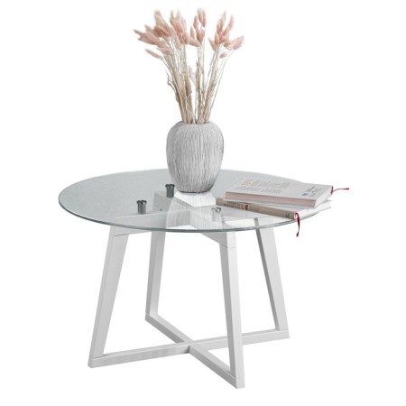 Gouring Rill table 445, 700x700x440, white/glass Transparent circle-1