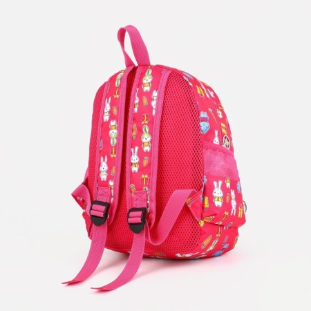 Baby backpack on lightning, external pocket, raspberry color-5