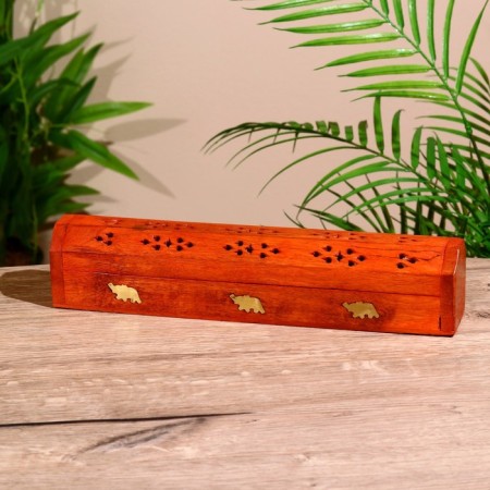 Box for incense "Elephants" wood, 25 cm mix-4