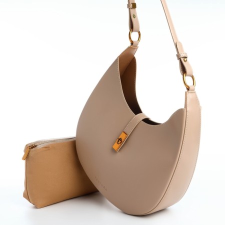 Female bag Textura, cosmetic bag, medium size, beige color-6