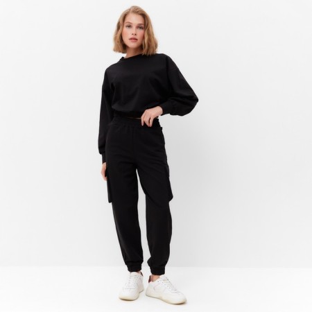 Women's costume (trousers, sweatshirt) minku: casual collection color black, size 44