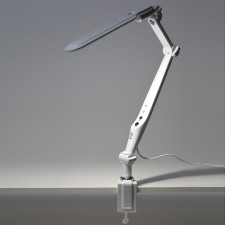 NLED-496-12W-W desktop lamp on a white clamp
