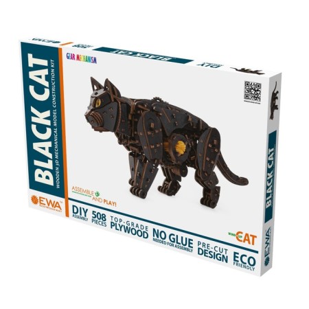 Mechanical team model, wooden designer "Black cat (cat)"-13