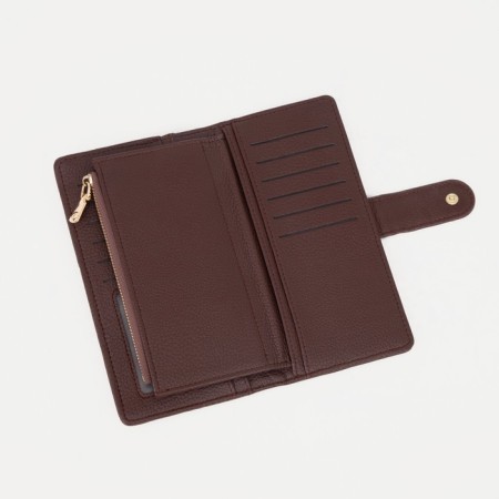 Women's wallet on the button, brown color-3