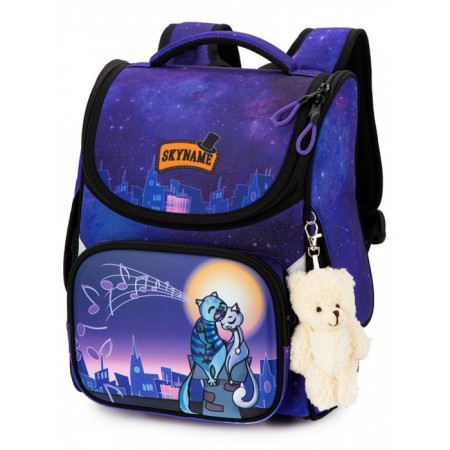 School standard 34 x 26 x 14 mm, + keychain Mishka, Skyname 2000, purple 2093-1