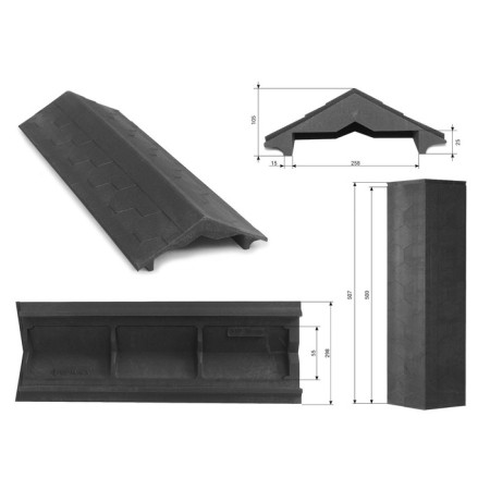 PPK parapet for a fence span, 50 × 28.5 × 2.5 cm, black, “flexible tile”-1