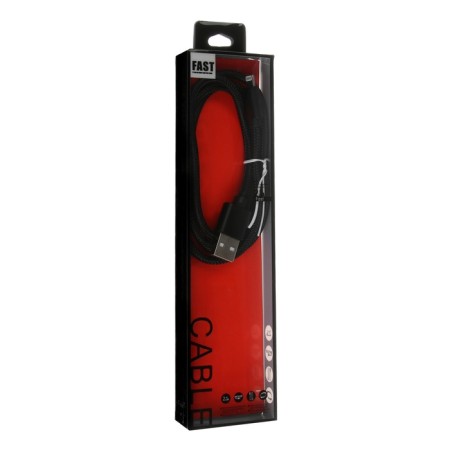 Lightning cable - usb, 2.1 a, nylon braid, 1 meter, black-3