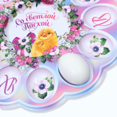 Easter stand for 12 eggs and cakes “With a light Easter!”, 30 x 30 cm.-4