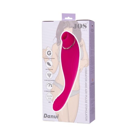 Jos Danvi vibrator with vacuum-wave stimulation, silicone, 21.5 cm, pink color-12