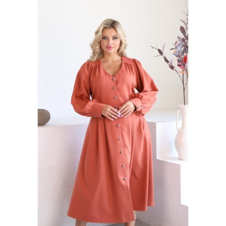 Female dress, size 50, terracotta color-1