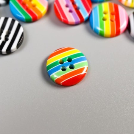 Buttons plastic for creativity 4 punctures "striped bright" set of 25 pcs 1.2x1.2 cm-2