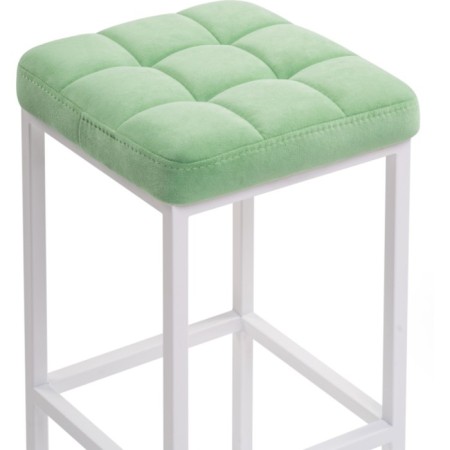 Stool Bar loft Metal/velor, white/green 35x35x65 cm-2