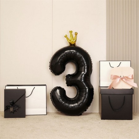 Foil ball 40 "" Number 3 with the crown ", the color is black-2