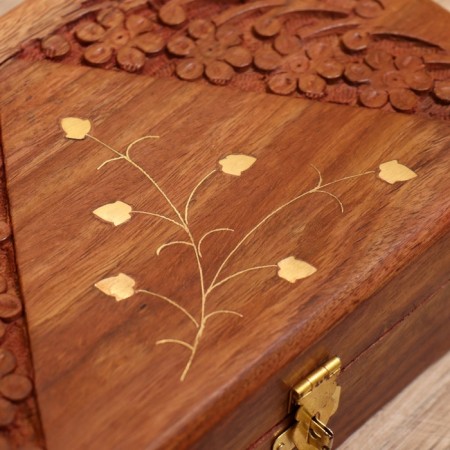 Casket "leaves" wood 20x13x6 cm-5