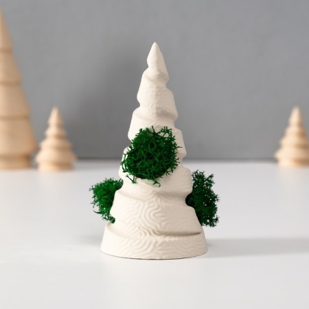 Souvenir "Christmas tree" with moss white, height 10 cm, d-5 cm (moss green stabil)
