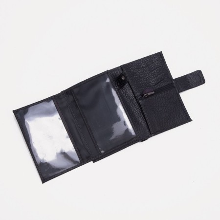 Male purse on a magnet, a department for auto documents and passports, black color-3