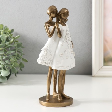 Polystone souvenir "Two sisters in white dresses with flowers" 9x7.5x21 cm-3