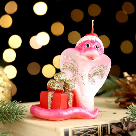 Figure candle "Snake with a gift. Symbol of the year 2025, 7.5x5x8 cm