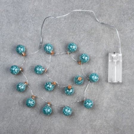 Garland “thread” 1.6 m with nozzles “turquoise balls”, IP20, silver thread, 15 LED, white glow, AAX2-2