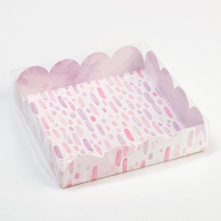 Cookie box, confectionery packaging with PVC lid, “pleasant moments”, 13 x 13 x 3 cm-2
