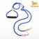 A leash of 8 mm with a pack for 2 dogs, 73 + 2x57 cm, polyester and genuine leather, blue
