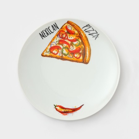 Set of porcelain “pizza”, 7 objects: 1 pc D = 30 cm, 6 pcs d = 20 cm, drawing mix-6