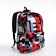 School backpack from textiles on lightning, 3 pockets, red color