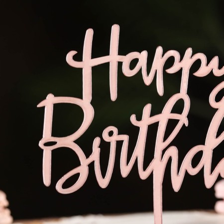 Topper "Happy Birthday", pink gold, give beautifully-1