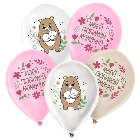 Shar Latex 12 "Mom", with a bear, 25 pcs.-1